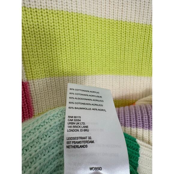 Anthropologie Flat White Striped Knit Midi Dress Size Large Multi Color Boho - Picture 6 of 13